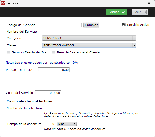 Catálogo de Servicios